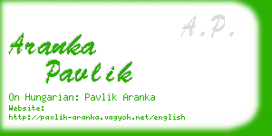 aranka pavlik business card